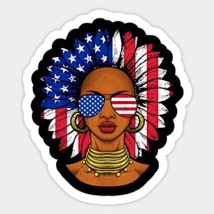 Afro Sunflower African American 4th of July Melanin Sticker